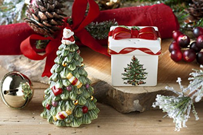 Spode Christmas Tree Collection Gold Figural Tree & Gift Salt And Pepper Shaker, Green, Measures 3.5-Inches, Holiday Kitchen And Table Shaker Set, Festive Home Décor