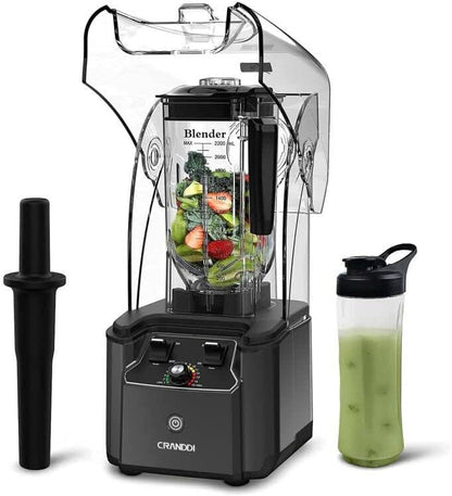  Commercial Quiet Blender, 2200 Watt Professional Countertop Blender With BPA-FREE 80oz Pitcher, Built-in Pulse & 15-speeds Control, Smoothie Blender For Commercial And Home 110V (Black)