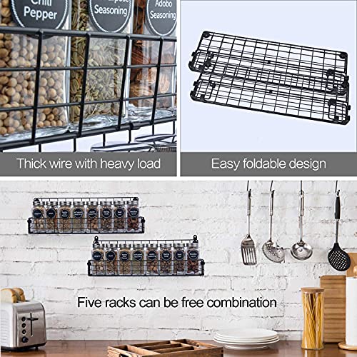 X-cosrack Spice Rack Organizer Wall Mounted 5-Tier Stackable Hanging Spice Jars Storage Racks,Great For Kitchen And Pantry,Up To Storage 48 Jars(Patent No.:D909138S)