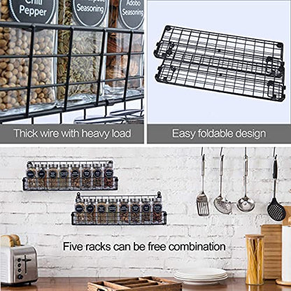  X-cosrack Spice Rack Organizer Wall Mounted 5-Tier Stackable Hanging Spice Jars Storage Racks,Great For Kitchen And Pantry,Up To Storage 48 Jars(Patent No.:D909138S)
