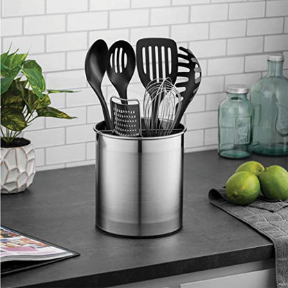  Xtra-Large Stainless Steel Kitchen Utensil Holder - 360° Rotating Utensil Caddy - Weighted Base For Stability - Utensil Crock With Removable Divider For Easy Cleaning - Countertop Utensil Organizer.