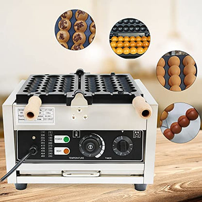  1500W Commercial Stainless Electric Bubble Skewer Waffle Ball Machine Nonstick Waffle Balls Maker Iron With Temperature Control,for Home Kitchen Snack