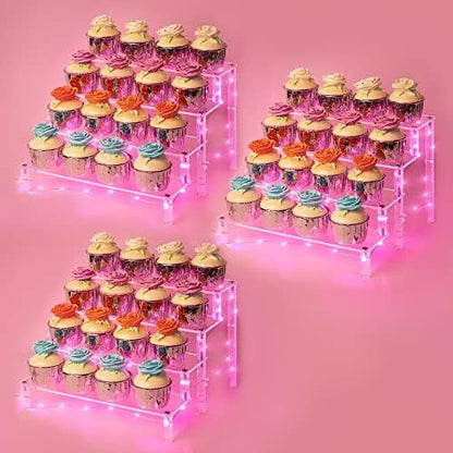  Display Shelf Cake Stand – 4 Tier Shelf Cake Pop Stand – Multifunctional And Durable Acrylic Stand – Mounting Hardware Included – Ideal For Desserts, Cosmetics, Glassware, Figurines