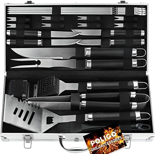  26PCS Grill Accessories For Outdoor Grill Utensils Set Stainless Steel BBQ Tools Grilling Tools Set For Father's Day Birthday Presents, Barbecue Accessories Kit Ideal Grilling Gifts For Men Dad