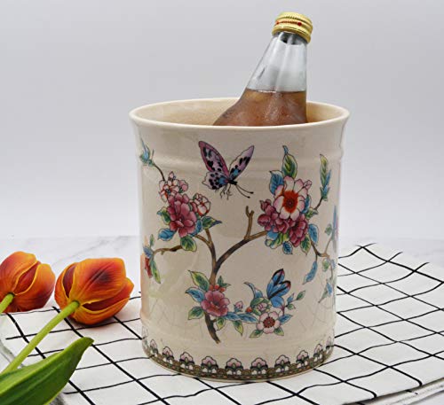  IMIFLA Utensil Crocks Extra Large Kitchen Utensil Holder For Countertop Ceramic Cooking Utensils Butterfly Ice Crack