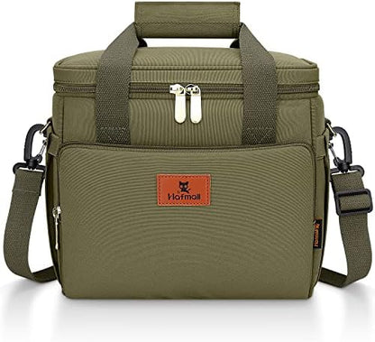  Insulated Lunch Bag For Women/Men, 12L (18 Cans) Leakproof Lunch Box For Adults, Womens Lunch Bag For Work, Reusable Lunch Cooler Tote Bag With Shoulder Strap, Green