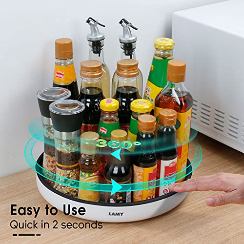Lamy AMY Lazy Susan Organizer Kitchen Organization, 2 Pack 10 Inch Lazy Susan Turntable For Cabinet, Pantry, Refrigerator And Table, Black