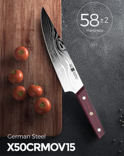  Ipurehome Knife Set Kitchen Knife Set, Professional 5 Pcs High Carbon German Stainless Steel Knife Set With Non-slip Wood Handles