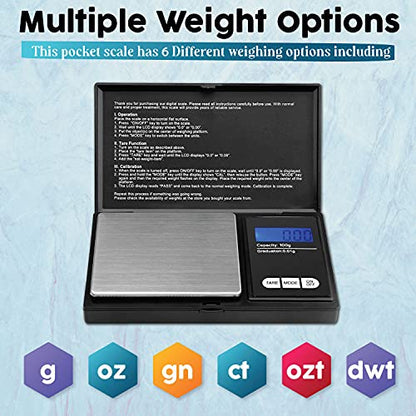  Professional Mini Jewellery Digital Pocket Scale 100 X 0.01g - Black