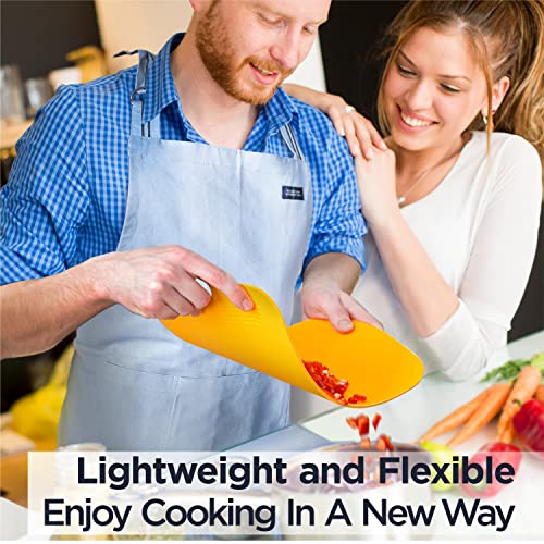  LUX Durable TPU Cutting Boards For Kitchen, Set Of 2, Double-Sided Non-Slip Chopping Board, Built-in Ruler, Flexible Large Cutting Board, Deep Juice Grooves, Dishwasher Safe