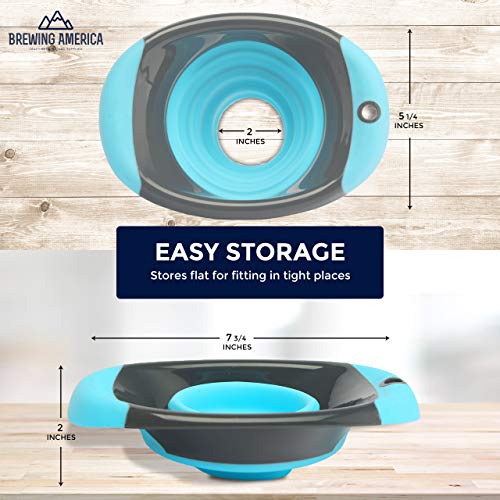  Kitchen Canning Funnel – Collapsible Silicone Food Funnel For Wide Mouth And Regular Mason Jars – Flexible Use For Coffee, Liquid, Jam, Cooking, Baking, Crafts - Teal/Gray