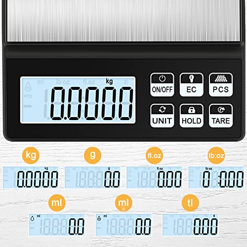  ® 11lb/0.1g Kitchen Scale, [6 Buttons] Multifunctional High Accuracy Food Scale, 7 Units, Tare Function, PCS, Lock Function, For Cooking, Baking And Meal Prep, USB Cable And Battery Included