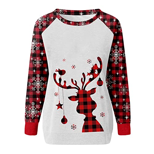  Crewneck Sweatshirts For Women Fall Plus Size Christmas Print Long Sleeve Sweatshirts Loose Tops Pullover Top Fall