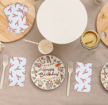  100 Lobster Guest Napkins 3 Ply Disposable Paper Tropical Craw Fish Crab Beach Dinner Hand Napkin For Bathroom Powder Room Wedding Anniversary Holiday Birthday Party Coastal Nautical Decorative Towels