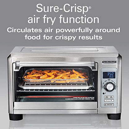  Sure-Crisp Digital Air Fryer Countertop Toaster Oven, 1500W, Fits 12” Pizza 6 Slice Capacity, Temperature Probe, Stainless Steel (31243)