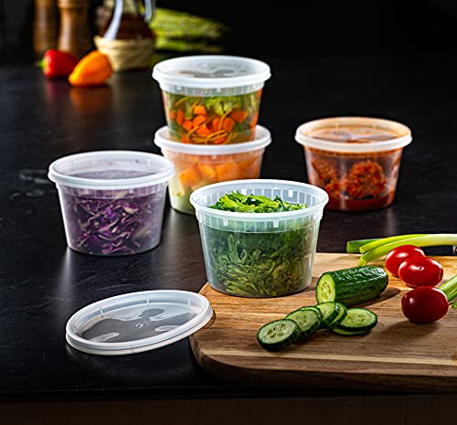  16 Oz. Plastic Deli Food Storage Containers With Airtight Lids [48 Sets]