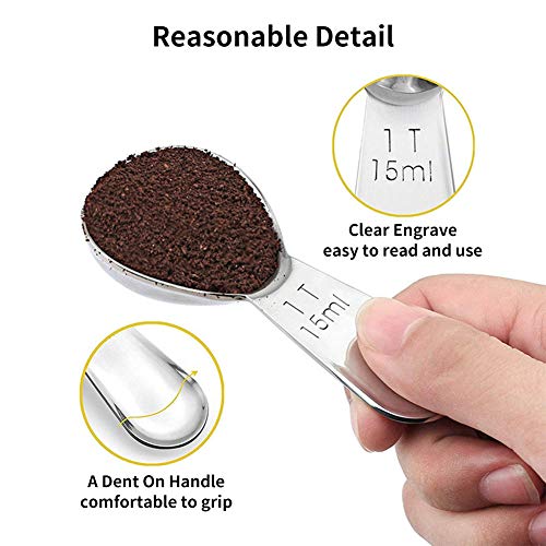  2 Tablespoon Measuring Spoon, Coffee Scoop Stainless Steel With Accurate Measurement Short Handle Metal Spoons 2Pcs Set For Tea Sugar Flour (1 Tbsp & 2 Tbsp)