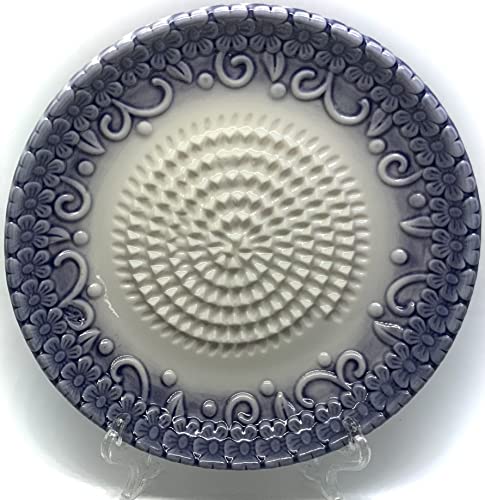  , All-in-one 4pcs Prime Ceramic Garlic Grater Set - HandMade, Purple Emboss Design Grater Plate W/Garlic Peeler, Gathering Brush, Display Stand, It's Also Grating Turmeric, Ginger, And More,