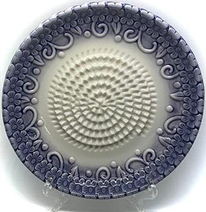 , All-in-one 4pcs Prime Ceramic Garlic Grater Set - HandMade, Purple Emboss Design Grater Plate W/Garlic Peeler, Gathering Brush, Display Stand, It's Also Grating Turmeric, Ginger, And More,
