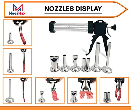  Stainless Steel Jerky Gun | Meat Gun | Jerky Maker With 6 Stainless Steel Nozzles And 7 Cleaning Brushes | Beef Jerky Maker | 1 Pound |