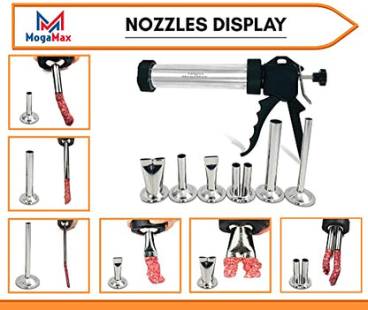  Stainless Steel Jerky Gun | Meat Gun | Jerky Maker With 6 Stainless Steel Nozzles And 7 Cleaning Brushes | Beef Jerky Maker | 1 Pound |