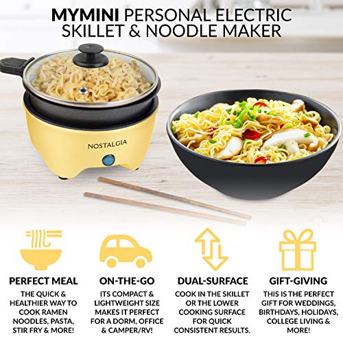  MyMini Personal Electric Skillet & Rapid Noodle Maker, Perfect For Healthy Keto & Low-Carb Diets, Yellow