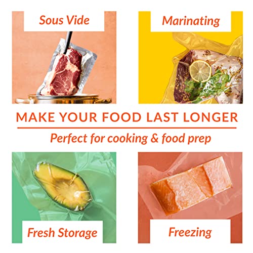  Nutri-Lock Vacuum Sealer Bags - Set Of 2 11x50 & 8x50 Inch BPA-Free Rolls - Vac Seal For Sous Vide & Meal Prep - Commercial Grade Bag