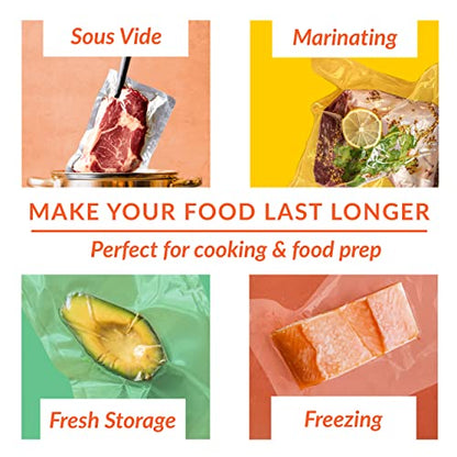  Nutri-Lock Vacuum Sealer Bags - Set Of 2 11x50 & 8x50 Inch BPA-Free Rolls - Vac Seal For Sous Vide & Meal Prep - Commercial Grade Bag