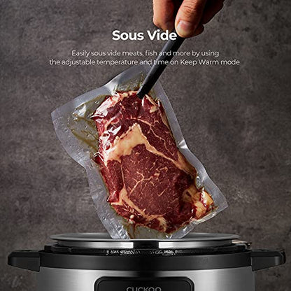  Uckoo CMC-ZSN601F 8-in-1 Electric Pressure Cooker, Slow Cooker, Sauté, Steamer, Warmer, Sous Vide, 20 Menu Options, Stainless Steel Inner Pot, 6 QT, Black