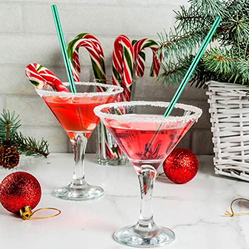  200 Pieces Christmas Foil Paper Straws Red Green White Stripe And Dots Christmas Tree Snowflake Biodegradable Drinking Straws For Christmas Party Supplies, 8 Style