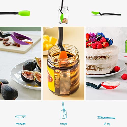  Dreamfarm Mini Supoon | Non-Stick Silicone Sit Up Scraping & Cooking Spoon With Measuring Lines | Green