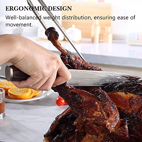  Carving Knife Razor Sharp Slicing Knife, 8 Inch Sushi Knife, High Carbon Stainless Steel Sashimi Knife With Ergonomic Handle For Carving Turkey Cutting Meats, Vegetables And Fruits