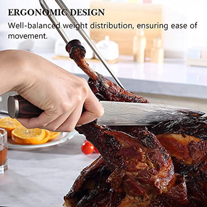  Carving Knife Razor Sharp Slicing Knife, 8 Inch Sushi Knife, High Carbon Stainless Steel Sashimi Knife With Ergonomic Handle For Carving Turkey Cutting Meats, Vegetables And Fruits