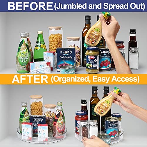  Lazy Susan Organizers, 4 Pack 10.6” Clear Lazy Susan Turntable For Kitchen, Cabinet, Fridge, Pantry, Countertop, Bathroom Storage