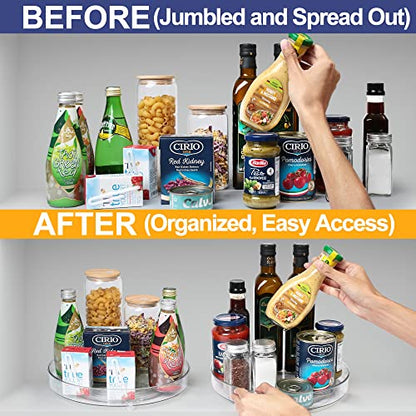  Lazy Susan Organizers, 4 Pack 10.6” Clear Lazy Susan Turntable For Kitchen, Cabinet, Fridge, Pantry, Countertop, Bathroom Storage