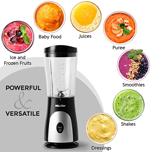 Ultra Bullet Personal Blender For Shakes And Smoothies With 15 Oz Travel Cup And Lid, Juices, Baby Food, Heavy-Duty Portable Blender & Food Processor, Black