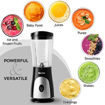  Ultra Bullet Personal Blender For Shakes And Smoothies With 15 Oz Travel Cup And Lid, Juices, Baby Food, Heavy-Duty Portable Blender & Food Processor, Black