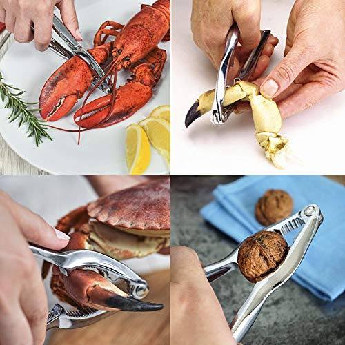  Ajmyonsp 12Pcs Crab Crackers And Tools/Lobster Nut Crackers And Picks - 6 Crab Leg Forks 4 Lobster Shellers, 2 Stainless Steel Seafood Crackers & Storage Bag