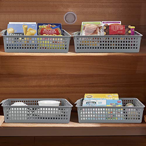  Rectangle Plastic Storage Baskets, Plastic Paper Baskets, 6-Pack