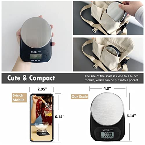  Digital Food Scale Small Kitchen Scales Weight In Grams And OZ For Cooking Baking Weight Loss, Stainless Steel Tare & Backlit LCD Display, Black