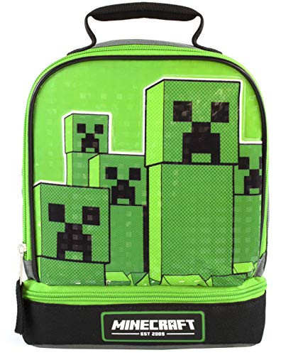 Minecraft Lunchbox Creeper Zip Compartment Green Lunch Bag One Size