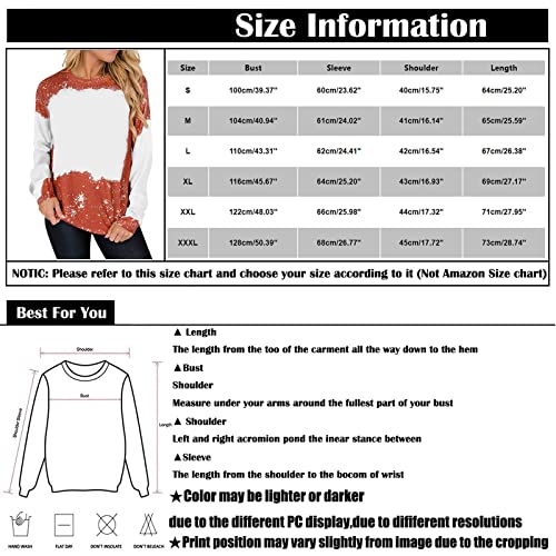  Womens Causal Loose Crewneck Fall Plus Size Christmas Print Long Sleeve Crew Neck Sweatshirts Pullover Top Fall Clothes