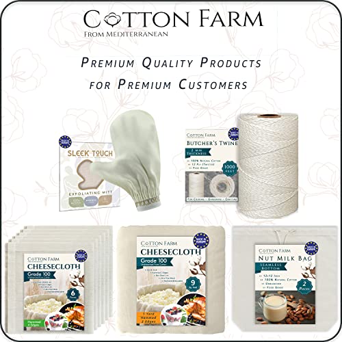  Otton Farm Cheesecloth, Grade 100 - XL; 9* - 18-45 Square Feet (36x36 Inch), 100% Natural Unbleached Cotton, Food Grade