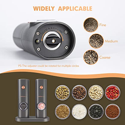  Electric Salt And Pepper Grinder Set, One-Handed, Battery Powered, Adjustable Coarseness, LED Light, Pepper Mills With Stand, Seasoning Tools For Kitchen, Dining Or Gifting