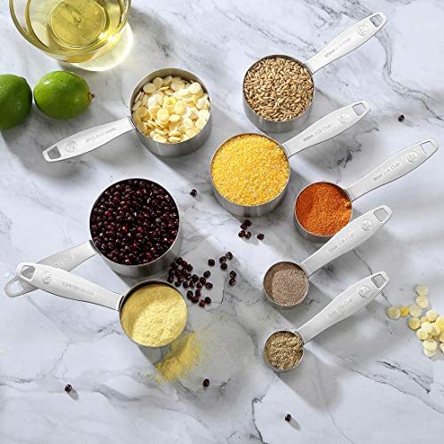  Measuring Cups And Spoons Set Of 21 Piece In 18/8 Stainless Steel, Heavy Duty 8 Measuring Cups, 7 Measuring Spoons, 1 Leveler & 5 Mini Measuring Spoons Ideal For Dry And Liquid Ingredients