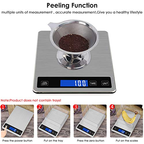  Digital Kitchen Scale 22lb/10kg Rechargeable Food Kitchen Scale With 0.04oz/1g Division, Touch Sensor, Back-Lit LCD, Stainless Steel Electric Cooking Scale With Tare & Auto Off Function (Silver)
