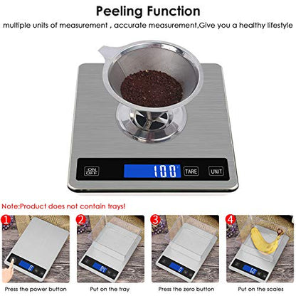  Digital Kitchen Scale 22lb/10kg Rechargeable Food Kitchen Scale With 0.04oz/1g Division, Touch Sensor, Back-Lit LCD, Stainless Steel Electric Cooking Scale With Tare & Auto Off Function (Silver)