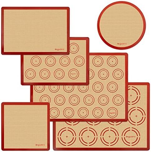  Silicone Baking Mat Set Of 6, Easy Clean & Non-Stick Food Grade Reusable Baking Mat, Silicon Baking Mats Oven Liner Sheet, Round & Square Cake Mat, Pastry Board Rolling Dough Mats For Macaron Cookie