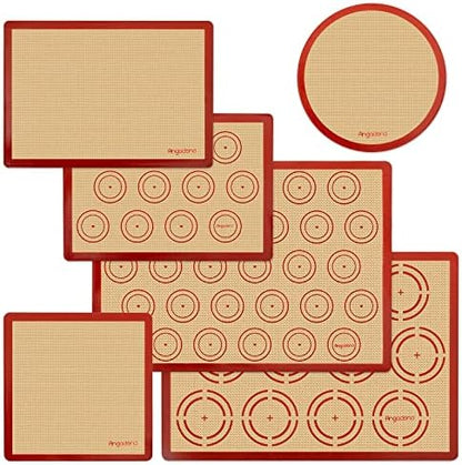  Silicone Baking Mat Set Of 6, Easy Clean & Non-Stick Food Grade Reusable Baking Mat, Silicon Baking Mats Oven Liner Sheet, Round & Square Cake Mat, Pastry Board Rolling Dough Mats For Macaron Cookie