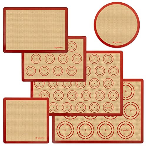  Silicone Baking Mat Set Of 6, Easy Clean & Non-Stick Food Grade Reusable Baking Mat, Silicon Baking Mats Oven Liner Sheet, Round & Square Cake Mat, Pastry Board Rolling Dough Mats For Macaron Cookie